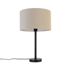 Moderní stolní lampa černá se stínítkem světle hnědá 35 cm - Simplo
