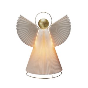 Dekorační světlo anděl papír E14 bílá/mosaz 54cm