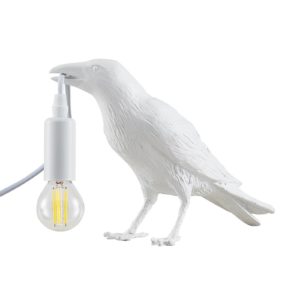 Lindby Ravenka stolní lampa ve tvaru ptáka, bílá