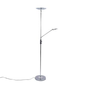 Aras – LED stojací lampa s lampou na čtení, chrom