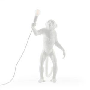 LED deko stolní lampa Monkey Lamp, bílá, stojící