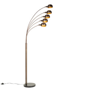Designová stojací lampa tmavě bronzová se zlatými 5 světly – Sixties Marmo