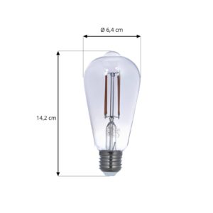 Smart LED filament E27 ST64 kouřově šedá WLAN 4,9W