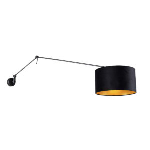 Nástěnná lampa černá s velurovým stínidlem černá 35 cm nastavitelná – Blitz