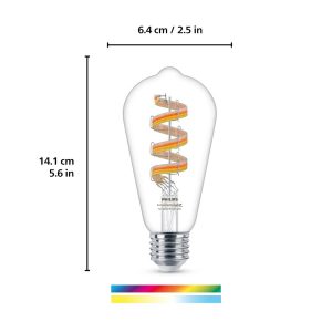 WiZ ST64 LED žárovka filament WiFi E27 6,3W RGBW