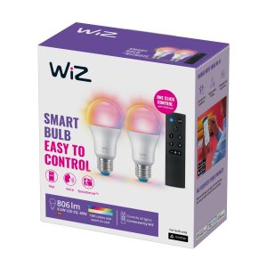 WiZ A60 LED matná WiFi E27 8,5W RGBW Dálkové ovládání sada 2 ks