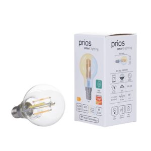 Prios Smart LED kapková lampa sada 3 žárovek E14 4,2W CCT čirá Tuya