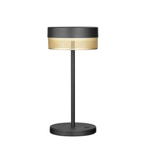 LED stolní lampa Mesh, baterie, 30cm černá/zlatá