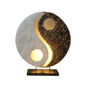 Stolní lampa Ying Yang z přírodních materiálů, 30 cm