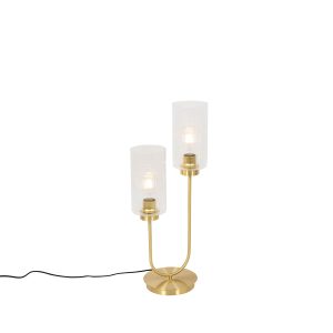 Stolní lampa Art Deco zlatá se sklem 2-světlo – Laura