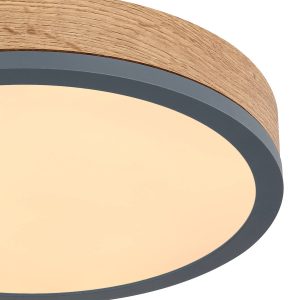 LED stropní svítidlo Doro Ø 30 cm tmavé dřevo