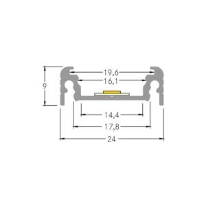 BRUMBERG montážní profil výška 9 mm délka 1 m hliník