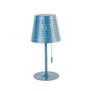 Venkovní stolní lampa modrá včetně LED 3-stupňové stmívatelné dobíjecí a solární – Ferre
