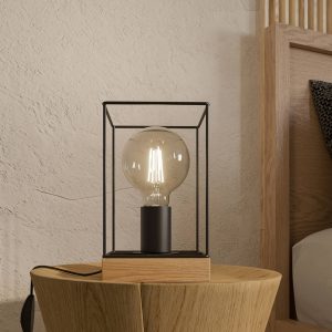 Envostar Gretter stolní lampa, kov/dubové dřevo