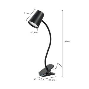 Stolní lampa LED Lindby Ailina, objímková základna, černá