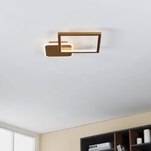 LED stropní svítidlo Gafares s dálkovým ovládáním hranaté zlaté barvy
