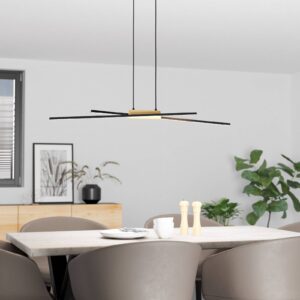 Závěsné svítidlo Panagria LED, černé s dřevěnými detaily