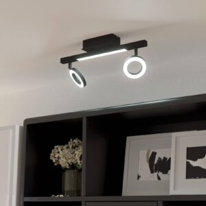 LED stropní spot Cardillio 2 černý se dvěma kroužky