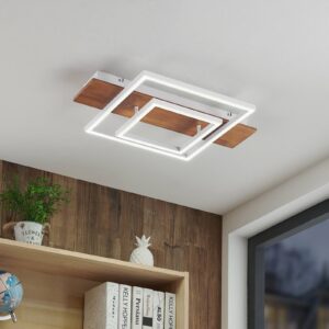 Lucande Chariska LED stropní lampa dřevo bílá 60 cm