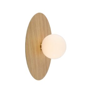 Nástěnné svítidlo Lindby Zain, dřevo/bílá, skleněné stínidlo