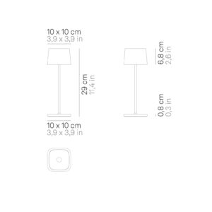 Zafferano Ofelia 3K dobíjecí stolní lampa IP65 šedá