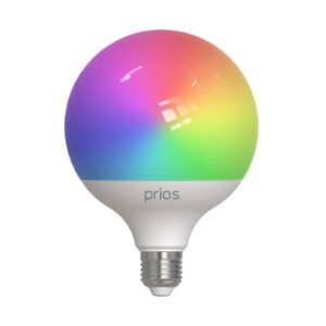 Prios Smart LED, E27, G125, 9W, RGB, Tuya, WLAN, matný, CCT