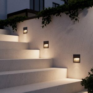 Lucande LED vestavné nástěnné svítidlo Loya, čtvercové, šedé, venkovní