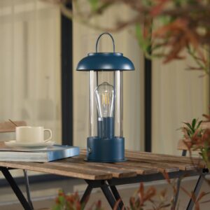 Nabíjecí stolní lampa Lindby Yvette, modrá, IP44, dotykový stmívač