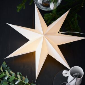 Živá dekorativní hvězda, závěsná, bílá, Ø 60 cm