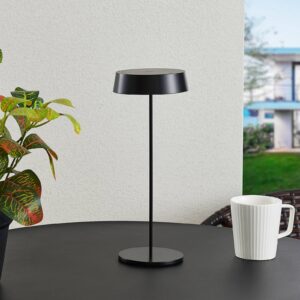 Nabíjecí stolní lampa Lucande LED Tibia, černá, hliník, USB, IP54